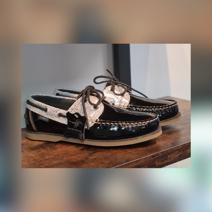 Boat shoe Glossy Black &amp; Silver Scales 40 